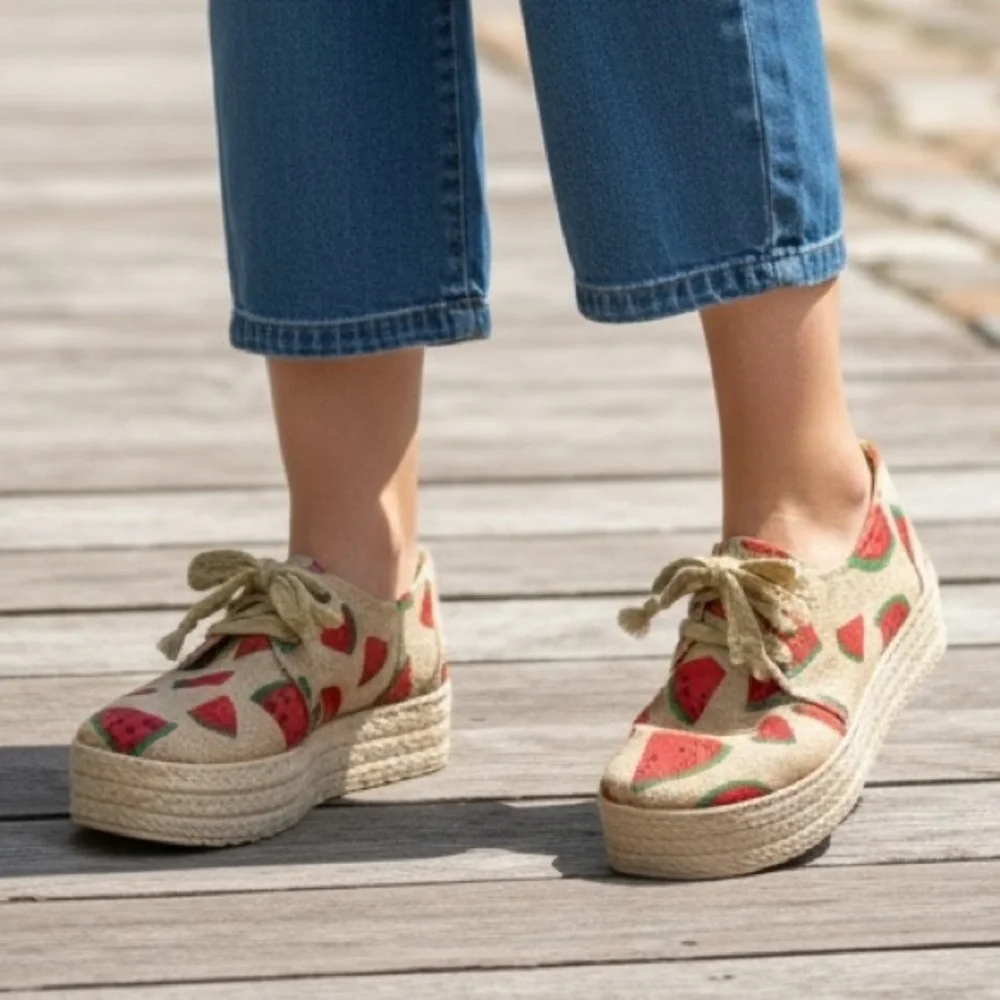 Cute Watermelon Canvas Platform Sneakers